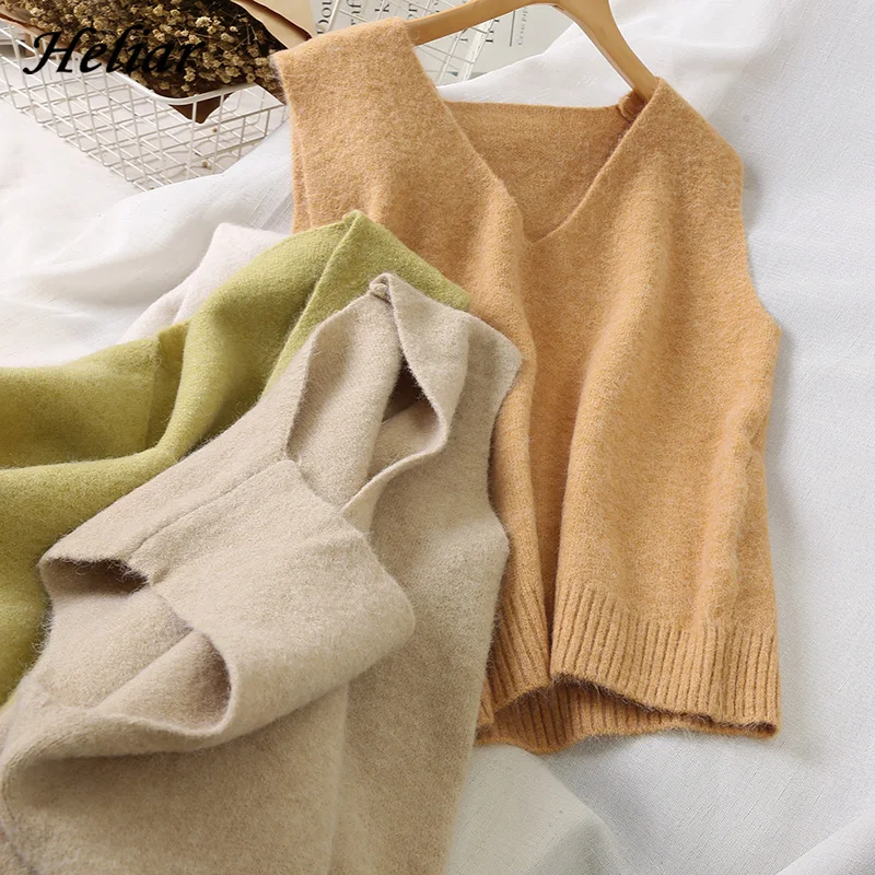 Heliar женский однотонный вязаный жилет верхняя одежда свитер с v-образным вырезом