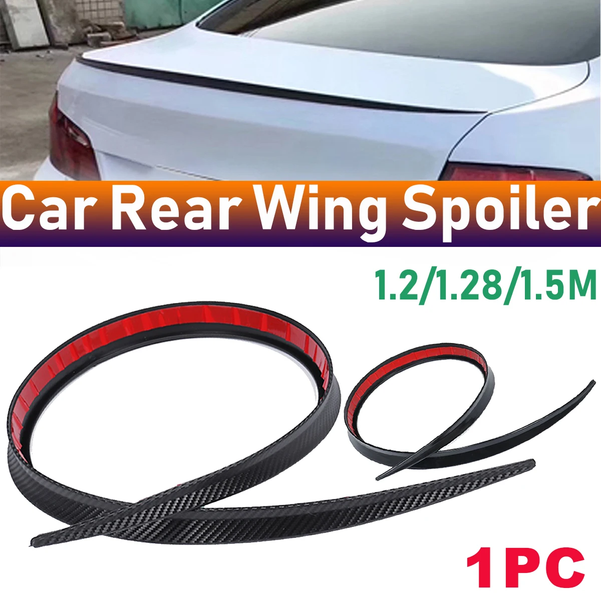 

1 PC Universal Car Rear Wing Lip Spoiler Protector Carbon Fiber Tail Side Skirt Chin Spoiler Splitter Trunk Roof Trim Decor