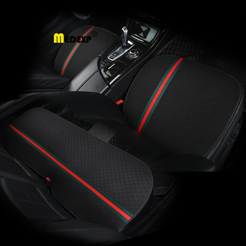 Новые подушки для автомобильных сидений, чехлы для сидений, летние поставки, льняные, четыре сезона, универсальная сетка для сиденья, красная Подушка