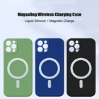 Магнитный чехол из жидкого силикона для iPhone 13 Pro Max 12 Mini 11 Xs Max X Xr 8 7 Plus SE 2, защитный чехол с беспроводным зарядным устройством