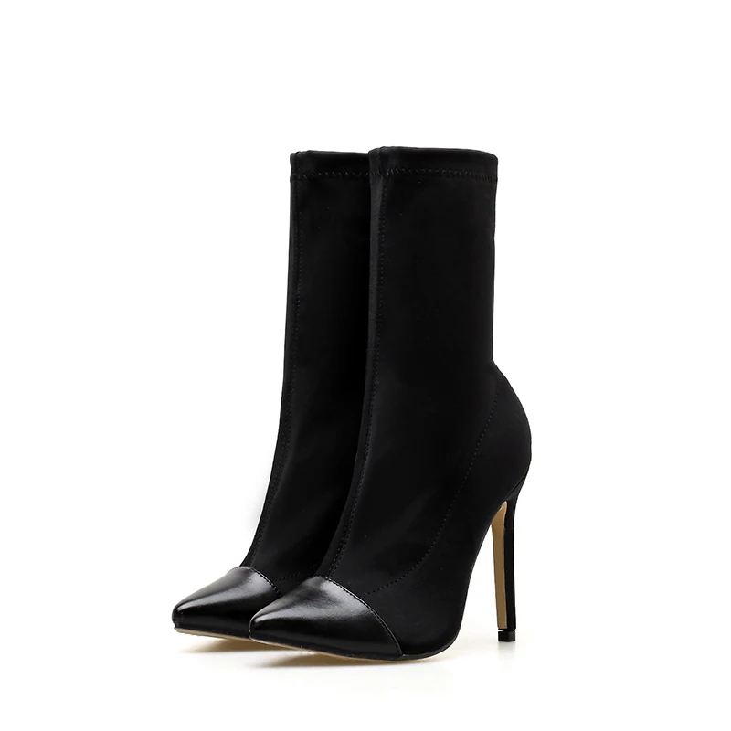 Зимняя обувь женские ботинки женская черного цвета на высоком каблуке