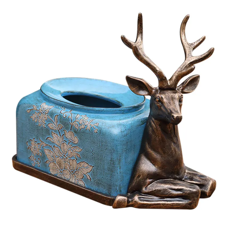 

Deer Tissue Box Resin Home Living Room Coffee Table Decorations Household Cute Elegant Decorative PLDI889