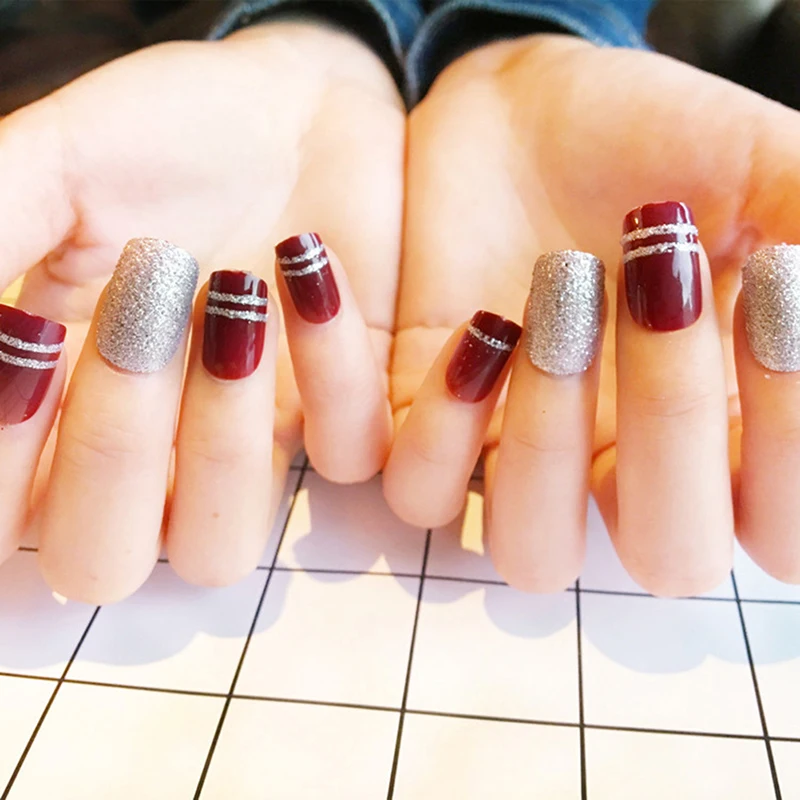 24 шт. искусственные ногти для французского маникюра акриловые накладные