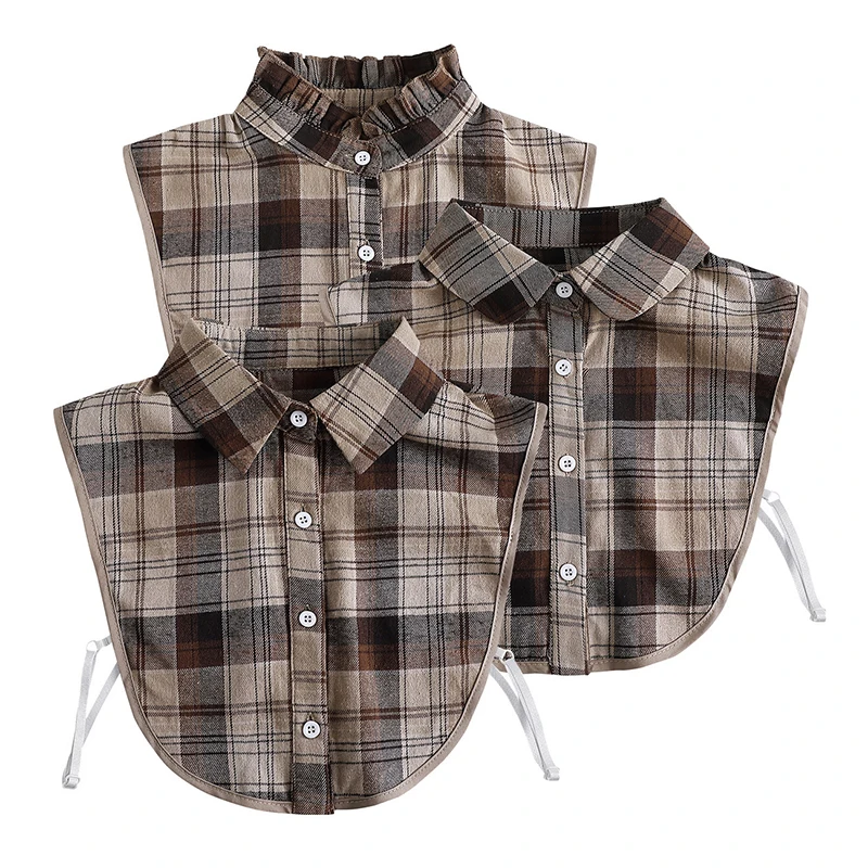 

2021 Women Detachable Lapel Plaid Shirt Design Fake Collar False Blouse Clothing Accessories Removable False Half Shirt Blouse