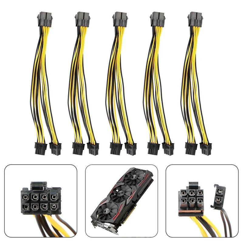 (5 штук в партии) PCI-E 8-pin до 2x6 + 2-pin Мощность разветвитель кабеля PCIE PCI Express 5X |