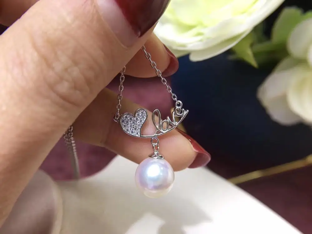 

Love Heart 925 Sterling Silver Necklace Chain with Pendant Findings Base Jewelry Parts Fittings for Pearls Corals Jades Stones