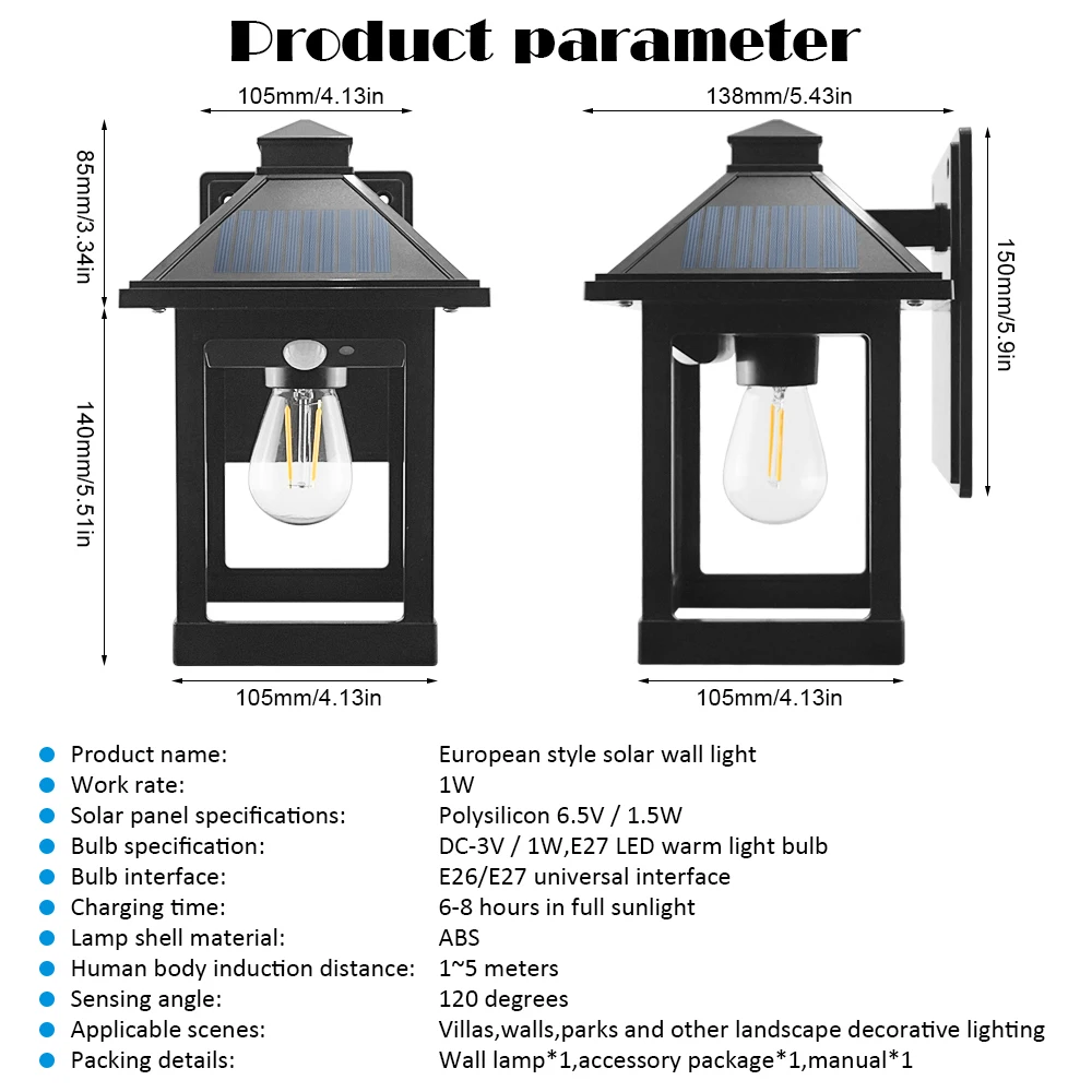 Online Luci A Lanterna A Parete Solare Con Sensore Di Movimento, Illuminazione Esterna Bianca Calda A 3 Modalità Impermeabile Per Garage, Giardino, Cortile, Patio