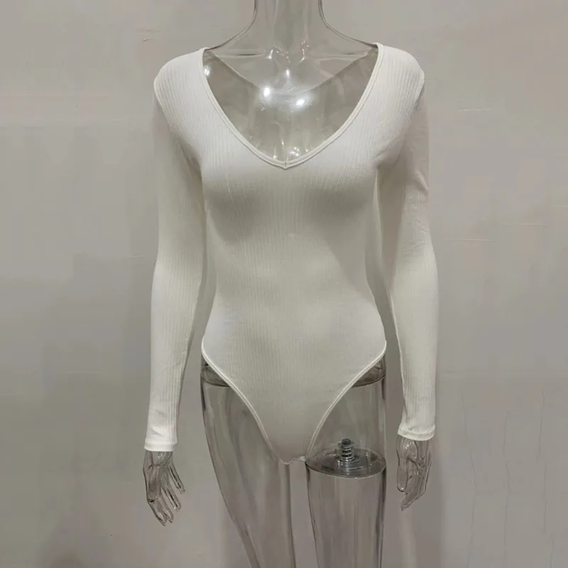 

XUXI Women, Sexy, Bodysuits, V-neck, Long Sleeves, Pit Strip, Jumpsuit, Summer, Female, Jumpsuits, E274