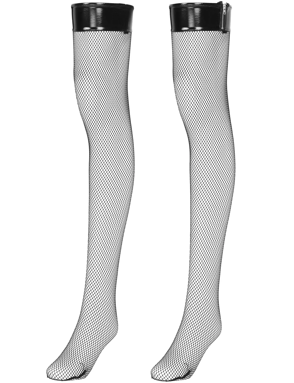 Женские облегающие высокие чулки с молнией кожаные ажурные носки чулочно