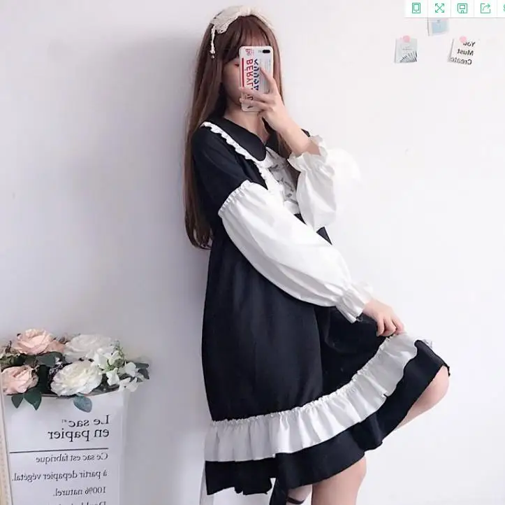 

MAGOGO Women Mini Lolita Match Color Dress Cute Casual Sweet Soft Sisters Girls Dress One Size