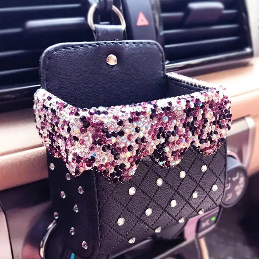

Car air outlet storage box, car interior bag, multi-function universal diamond storage box
