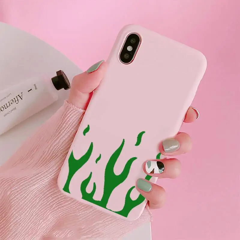 

Flame fire pattern Phone Cases Candy Color for iPhone 6 7 8 11 12 s mini pro X XS XR MAX Plus