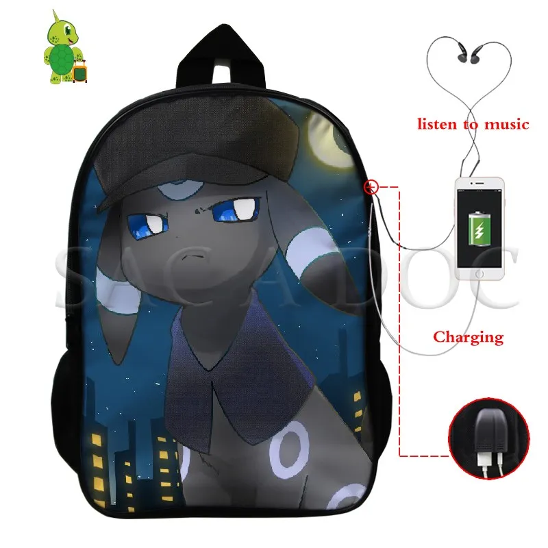 Pokemon Mewtwo Umbreon рюкзак для женщин и мужчин многофункциональный USB зарядка школьные и дорожные сумки для подростков студентов ноутбук рюкзак - Цвет: 27