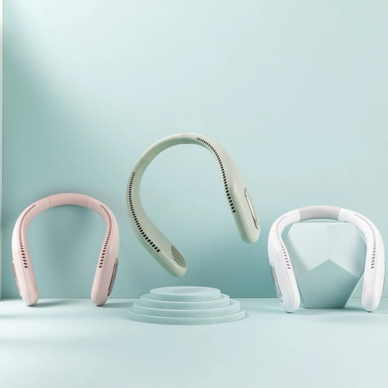 

Portable Hands Free Neck Fan 360 Degree Lazy Neckband Fan Surround Air Outlets USB Rechargeable Battery Operated Hanging Persona