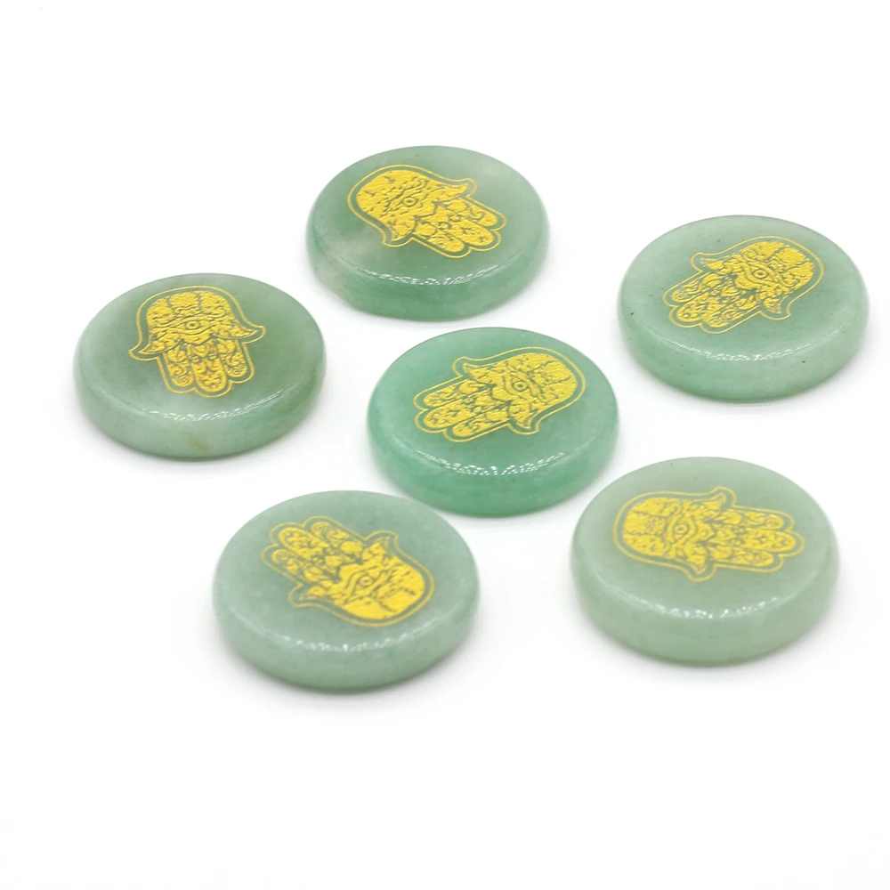 

6pcs Hot-selling Boutique Round Green Aventurine Palm Treasure Reiki Healing Agate Gem Family Aquarium Ornamental Ornaments