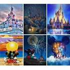 Алмазная живопись, мультфильм, замок Диснея, Микки, 5D сделай сам, полноразмерная круглая вышивка, мозаика, Набор для вышивки крестиком, домашний декор, художественный подарок