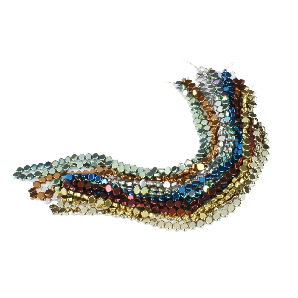 

Natural Stone Hematite Diamond Loose Beads 4x4mm 6x5mm Color Plated Magnet Beads For Jewelry DIY Necklace Bracelet Accessories