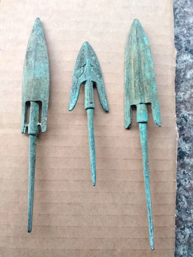 3 Piece Ancient Arrow Model Arrowhead Bronze Age Utensils Artifact labor tools Very Rare