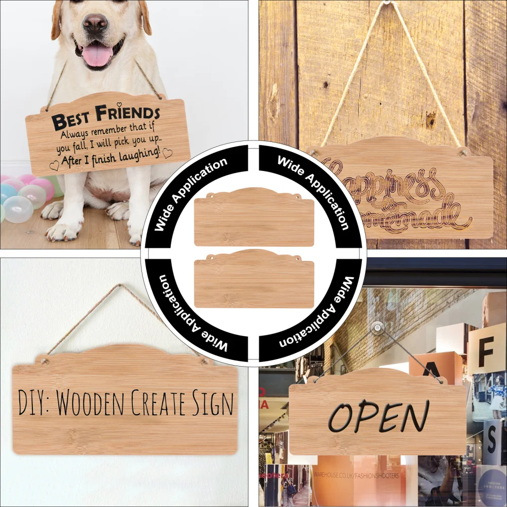 

2Pcs Hanging Wood Signs Unfinished Blank Sign Decorative Plaques for DIY Craft