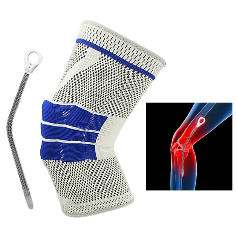 

1pc Silicone Spring Sports Knitted Compression Elastic Knee Support Patella Knee Protector Brace Basketball Knee Pad
