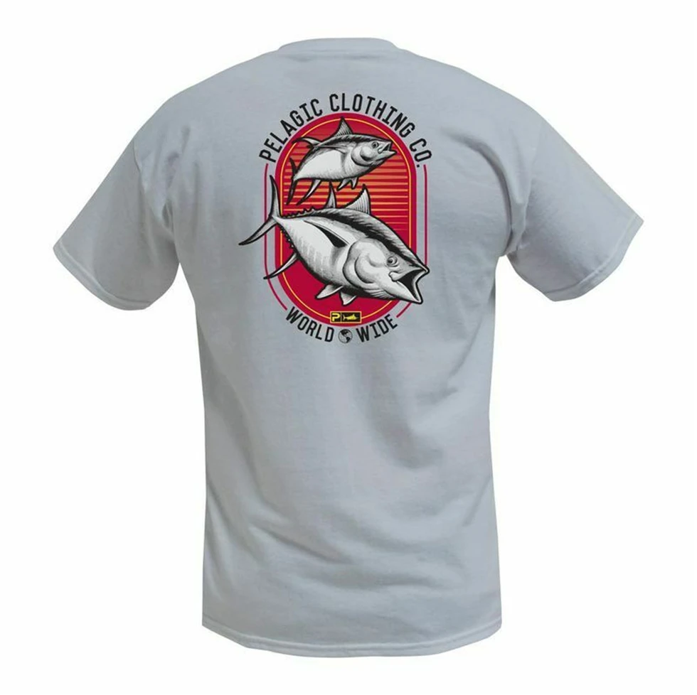 Мужская футболка Pelagic Tuna Strike Fishing белая Sz L $26 Nwot Harajuku|Мужские футболки| |