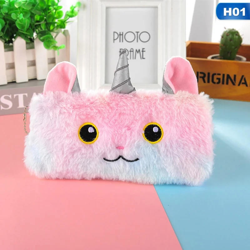 

Unicorn Plush School Pencil Case For Girl Boy Large Capacity Pencilcase Cute Korean Pencase Bag School Stationery