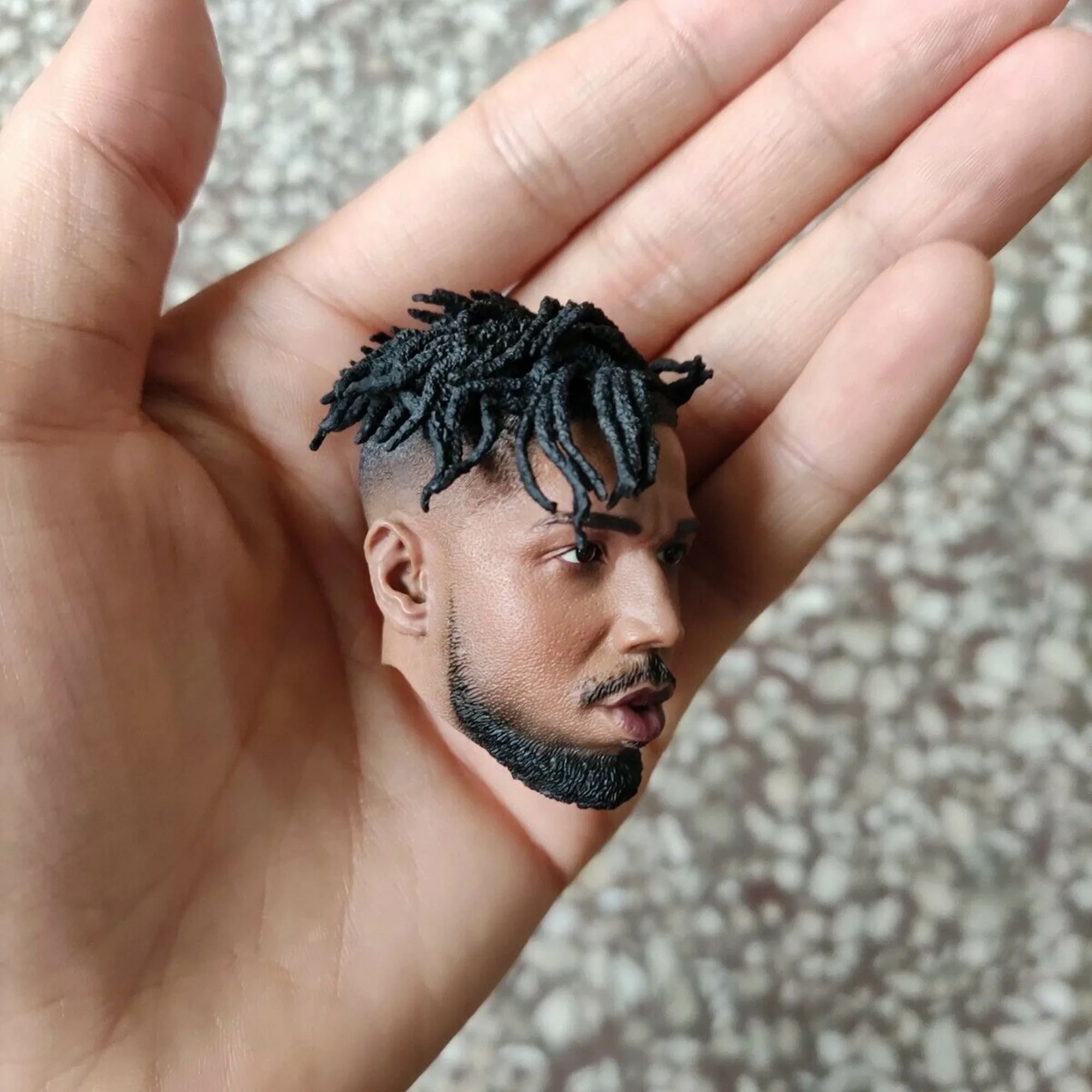 1/6 Black Panther Erik Killmonger Michael Bakari Jordan PVC Toy Fit 12'' Male Action Figure Body Soldier's Head Carving Model |
