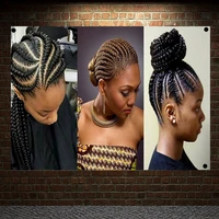 fashioned hairstyles for african woman posters wall sticker hair salon barber shop home decor canvas painting wall hanging