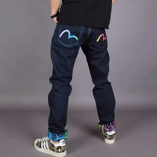 Новое поступление Evisu повседневные мужские дышащие высококачественные джинсы, теплые мужские Брендовые прямые брюки с вышивкой и принтом