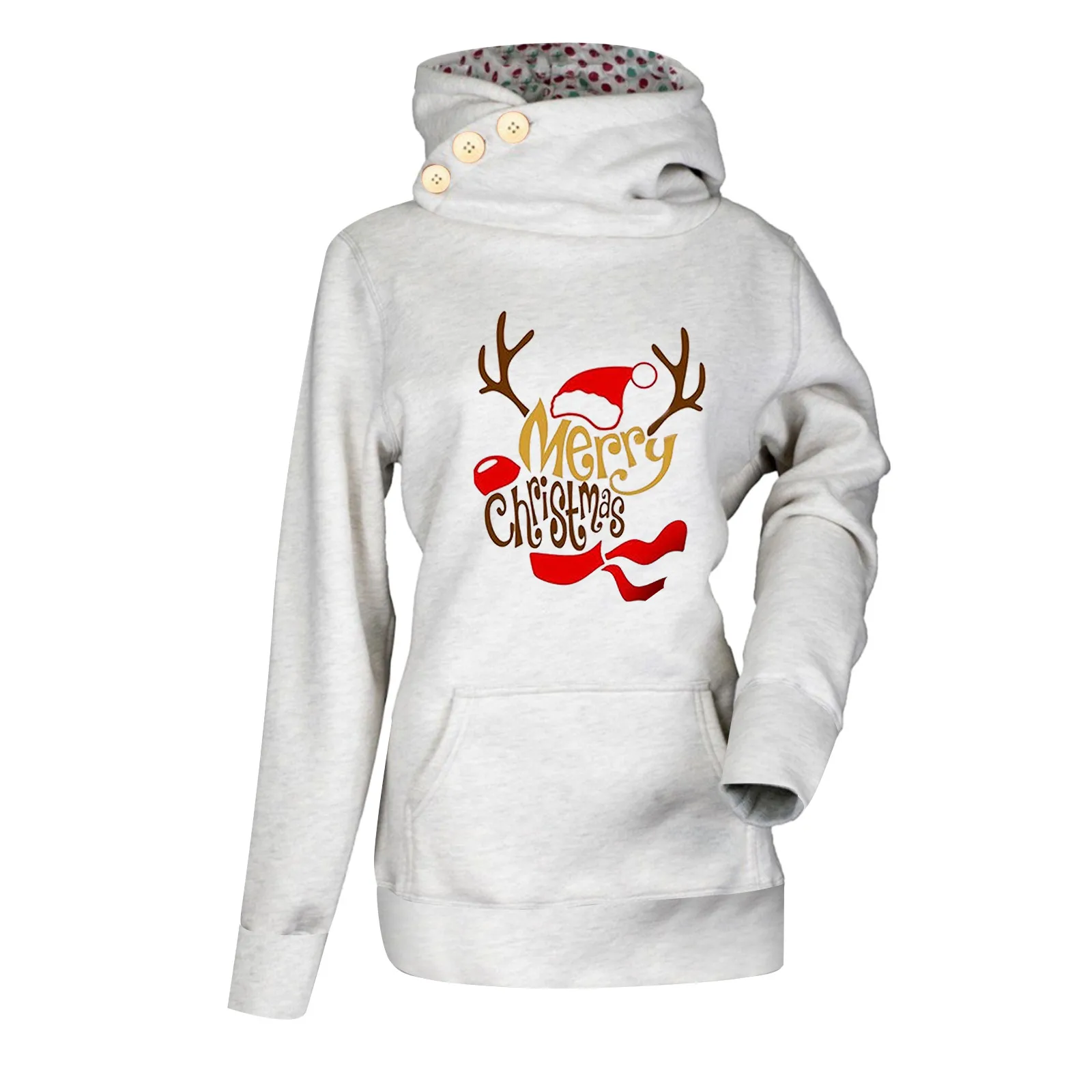 Худи с надписью Merry Christmas, модная женская одежда, толстовки с принтом, Повседневный пуловер с длинным рукавом и карманами, топы, Одежда большо...