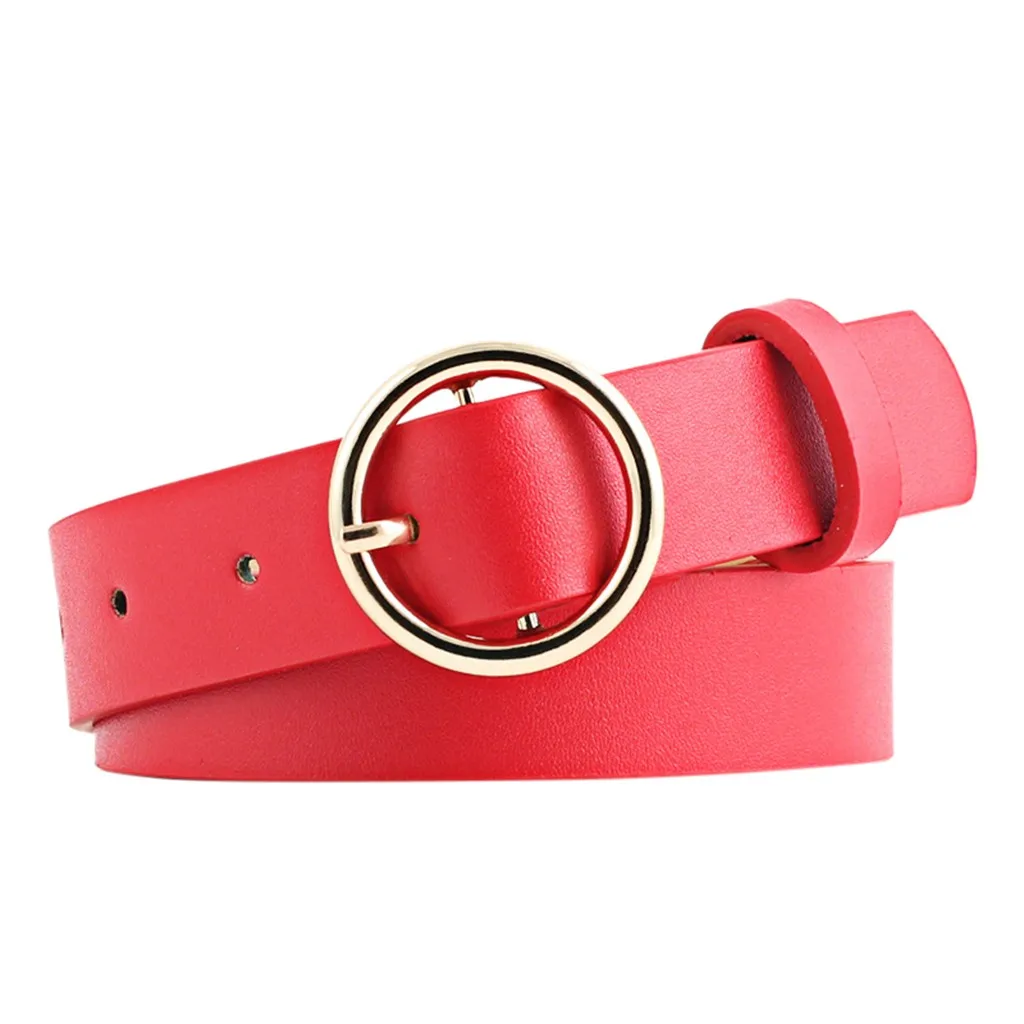 

New round artificial leather belt ladies personality belt casual round buckle belt 100cm leisure sports belt 50*