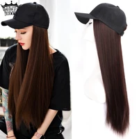 22 long synthetic baseball cap hair wig straightwave hair wigs with black cap blackbrown colors one size adjustable for women