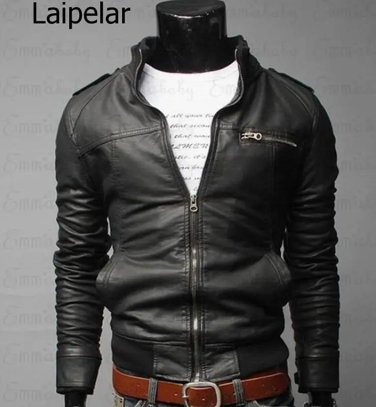 

2020 New Fashion Autumn Male Leather Jacket Plus Size 3XL Black Brown Mens Stand Collar Coats Leather Biker Jackets