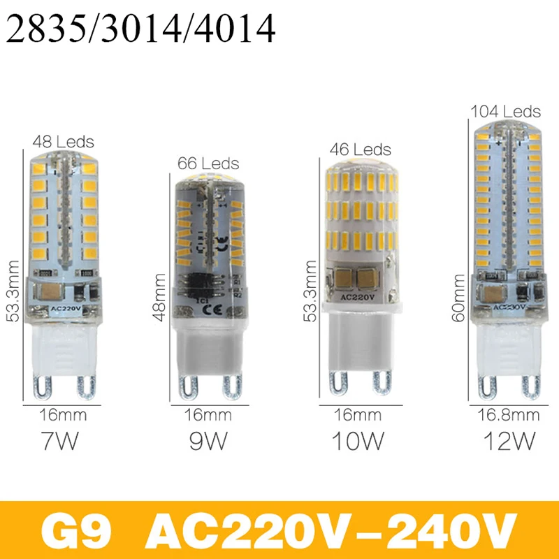 6 шт. 220 В G9 светодиодная лампа G4 светодиодный светильник в форме свечи SMD 3014 2835