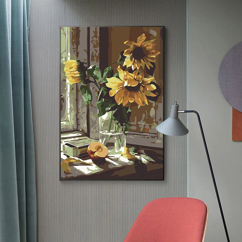 

40*50cm DIY Oil Painting Home Art Picture Kit Paint By Numbers Tree Dog Sunflower Image Room Wall Decoration Paint