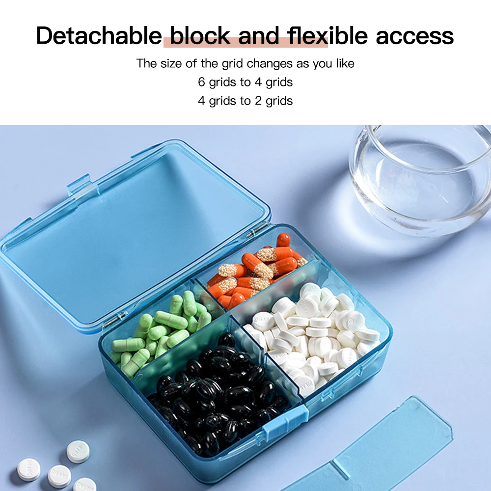 Portable 7Day Travel Pill Organizer Dispenser Large Capacity Storage Box Capsule Adjustable Separate Divider Moisture-proof | Красота и