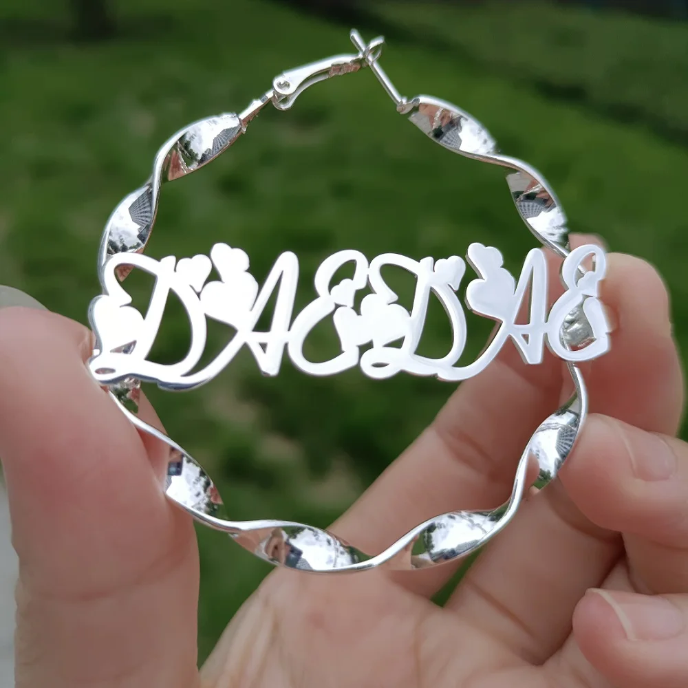 

Gosun Customize Name Earrings Custom Name Hoop Earrings Personalized Name Earrings Stainless Steel Earrings Letter Women Jewelry