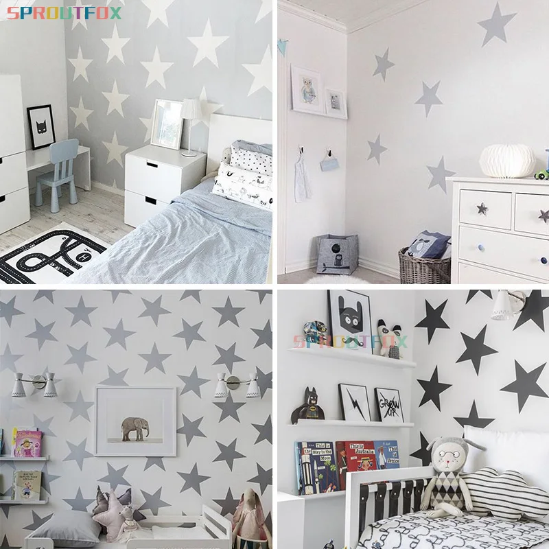 Виниловая наклейка для спальни DIY большие звезды художественные росписи сменные