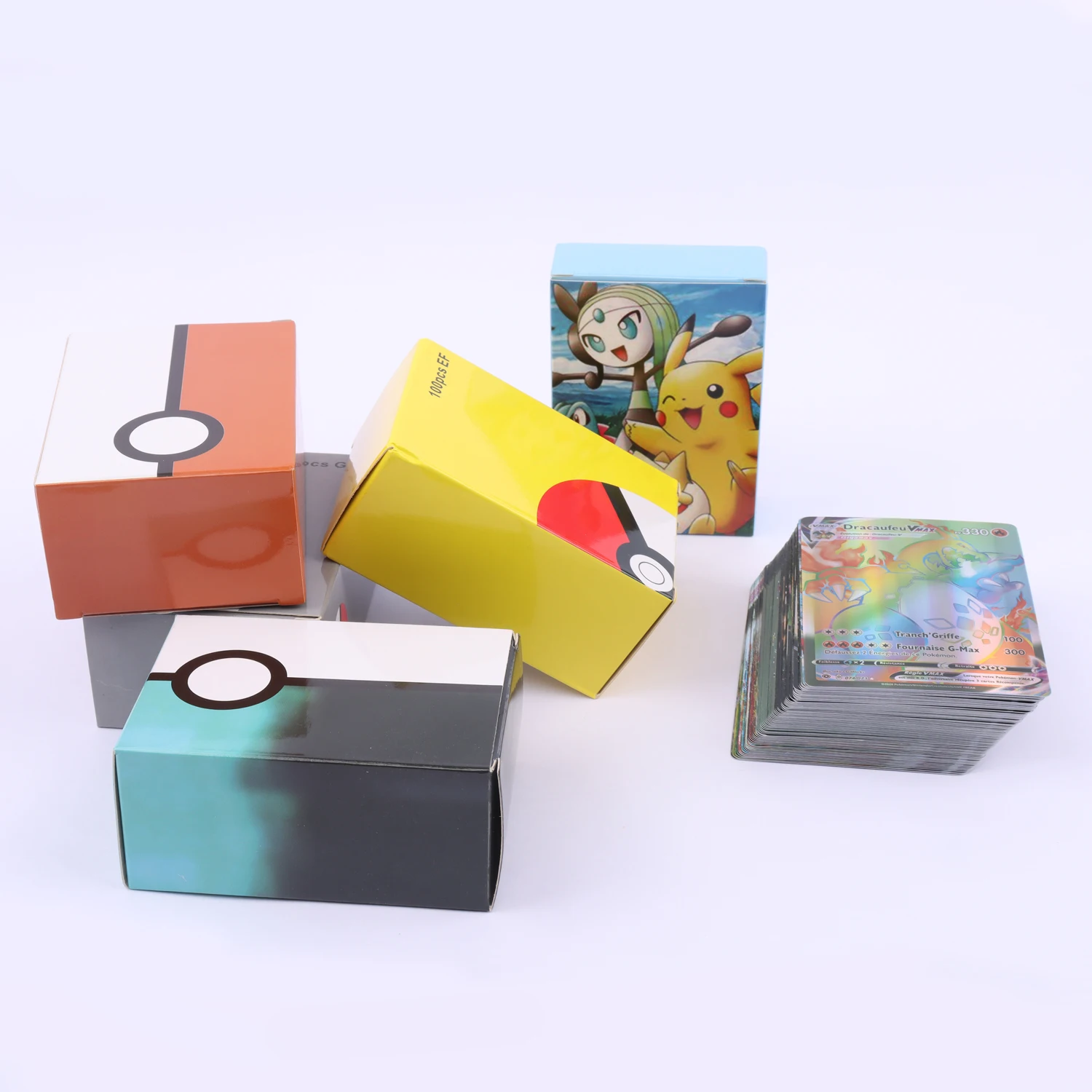 

100 Pcs French Version Pokemon Card Featuring 100 VMAX 100 Gx 100 Tag Team 20 MEGA 20 EX French Pokemon Card