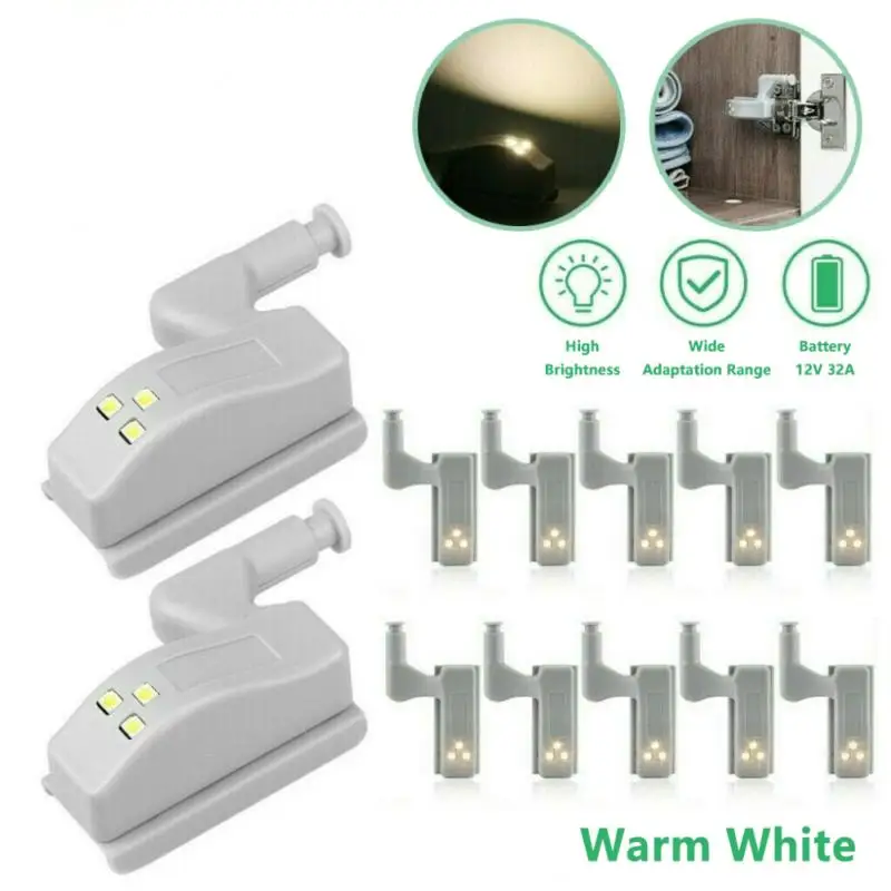 

10pcs LED Inner Hinge Lamp Under Cabinet Lights Universal Wardrobe Cupboard Sensor Lights For Bedroom Kitchen Closet Night Lamp
