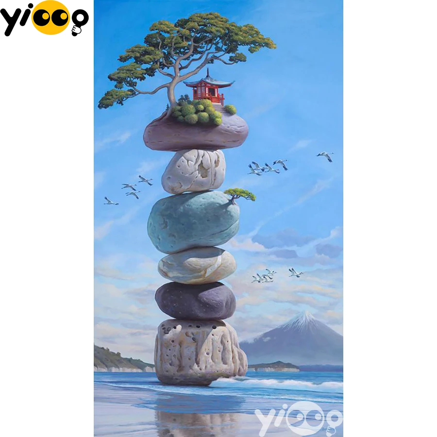 

Full Square Drill Diamond Painting Cross Stitch 5D Embroidery House on the stone Rhinestone Mosaic Home Decor Gift XE0106