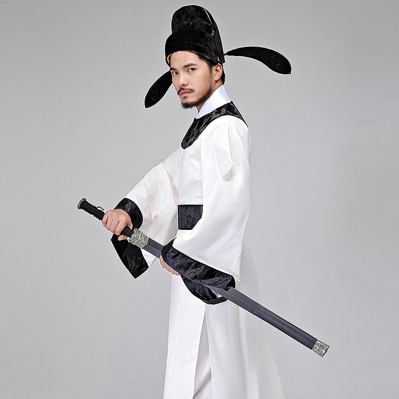 

cosplay Chinese traditional Drama costume Men clothing robe Oriental hanfu men clothes Poetry fairy Li Bai Linen Same clothes
