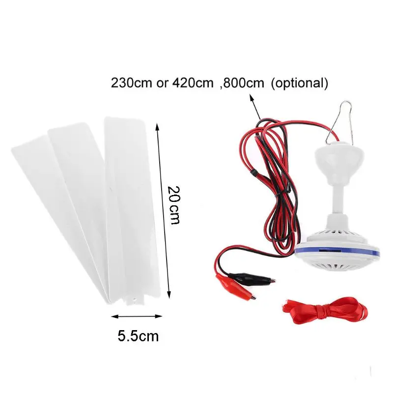 

G32B 12V-85V 19.6" Ceiling Fan Adjust Speed Hanging Fan for Bed Camping Outdoor Tent