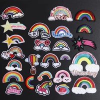 mix design rainbow space iron on patches for clothing embroidered hydrogen balloon patch sticker on clothes diy appliques decor