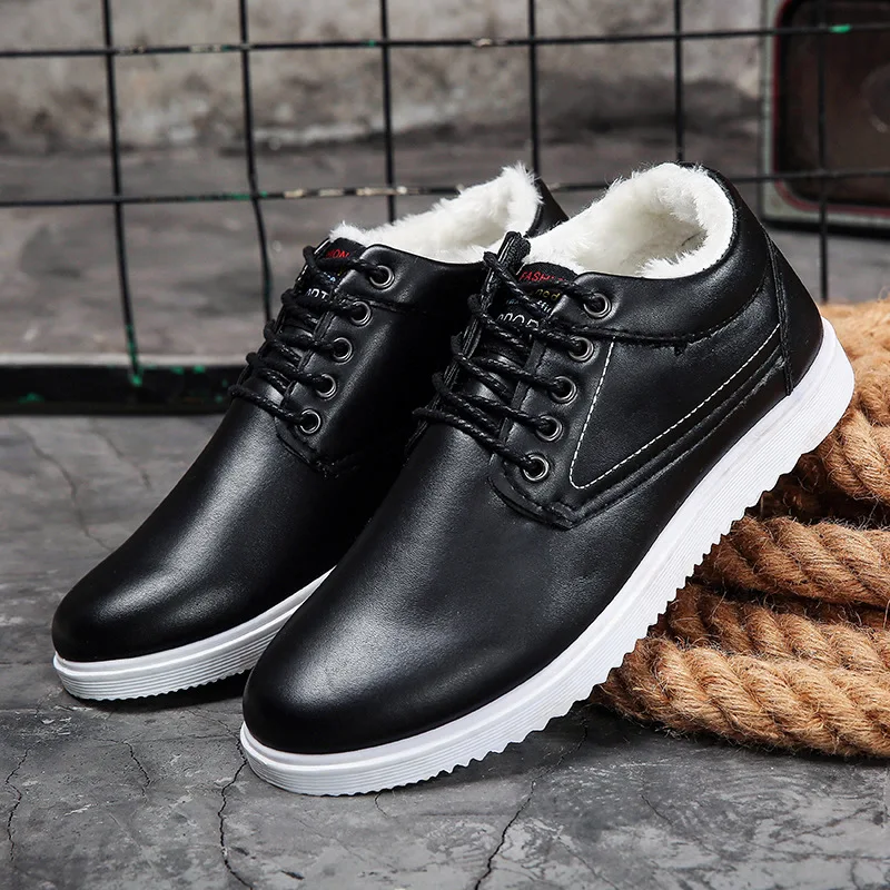 

Men's Winter Warm Boots, Casual Shoes, Fashion Plush Snow Boots, Fur Ankle Boots, Leather Shoes 2021 New Plush Warm Cotton Shoes