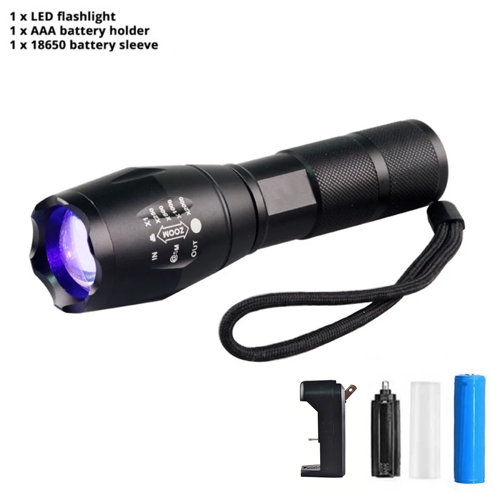 with battery TopCom Сильный 10 w с 390-395nm фиолетовый ультрафиолетовый свет диск Гольф Finder Тактический g700 Перезаряжаемые LED УФ - Испускаемый цвет: with battery
