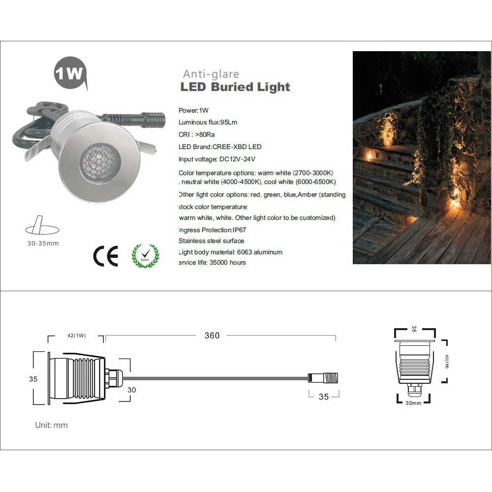 Уличный светодиодный светильник Cree антибликовый подземный с сотовой линзой 20