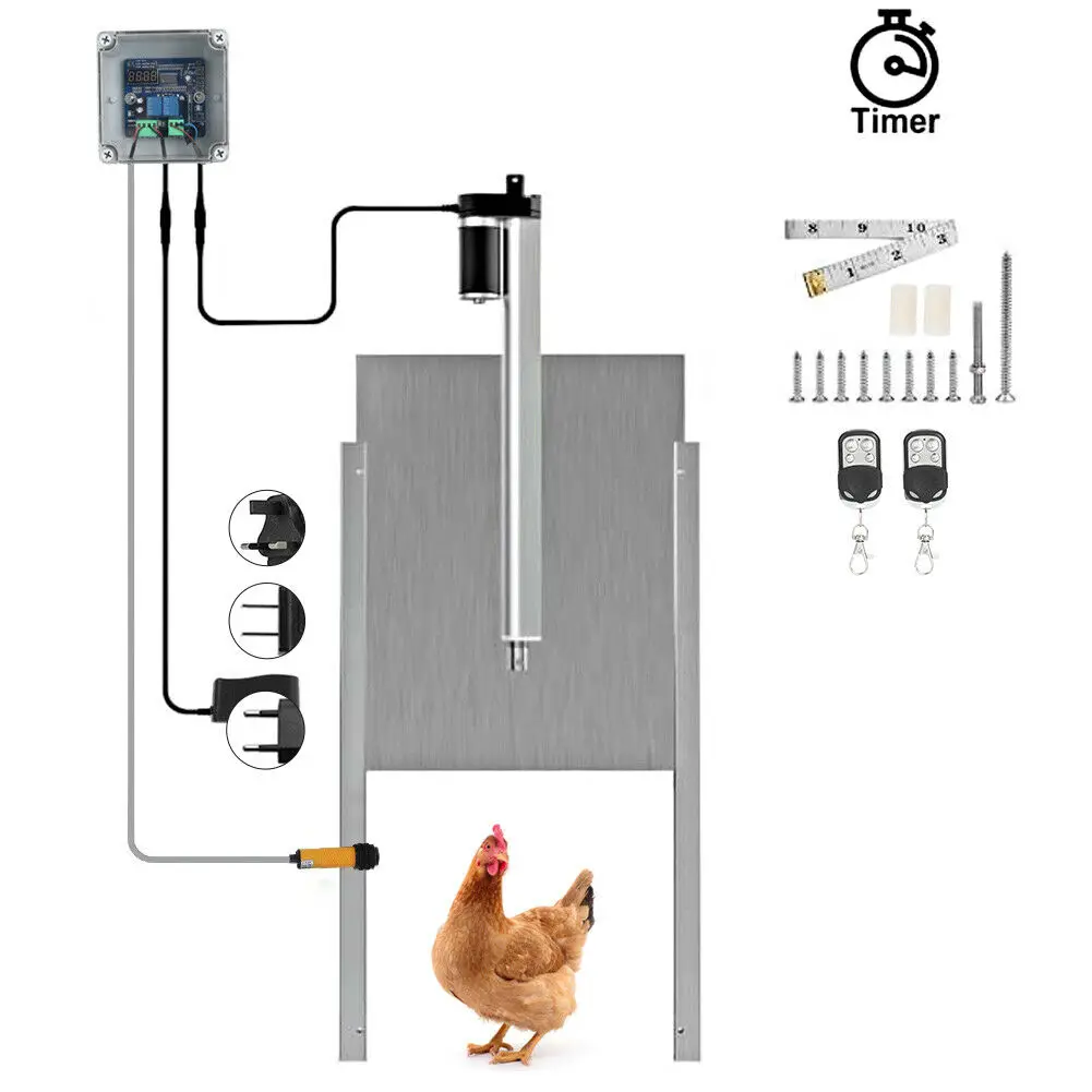 

Automatic Chicken Coop Door Opener Controller Door Kit with Light Sensor Timer Auto Close Chicken Coop Cage Poultry Farm 220V