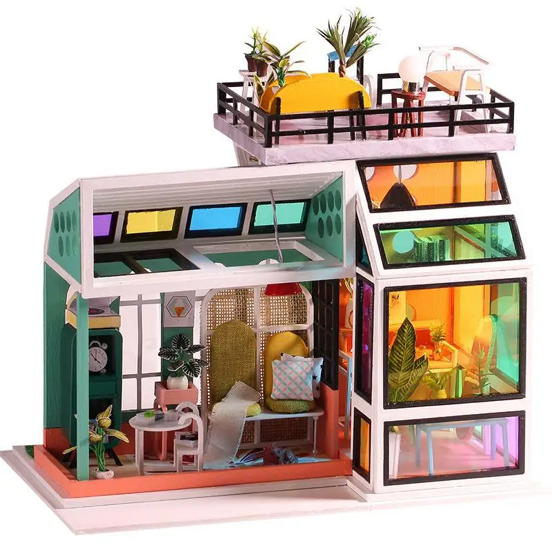 

Kids Toys Diy Dollhouse Assemble Wooden Miniatures Doll House Furniture Miniature Dollhouse Puzzle Educational Toys For Children