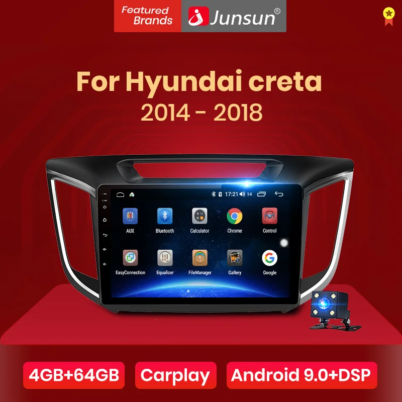 Junsun 4G + 64G CarPlay DSP Android 8 1 автомобильный Радио Мультимедиа Стерео Аудио плеер gps 2 Din